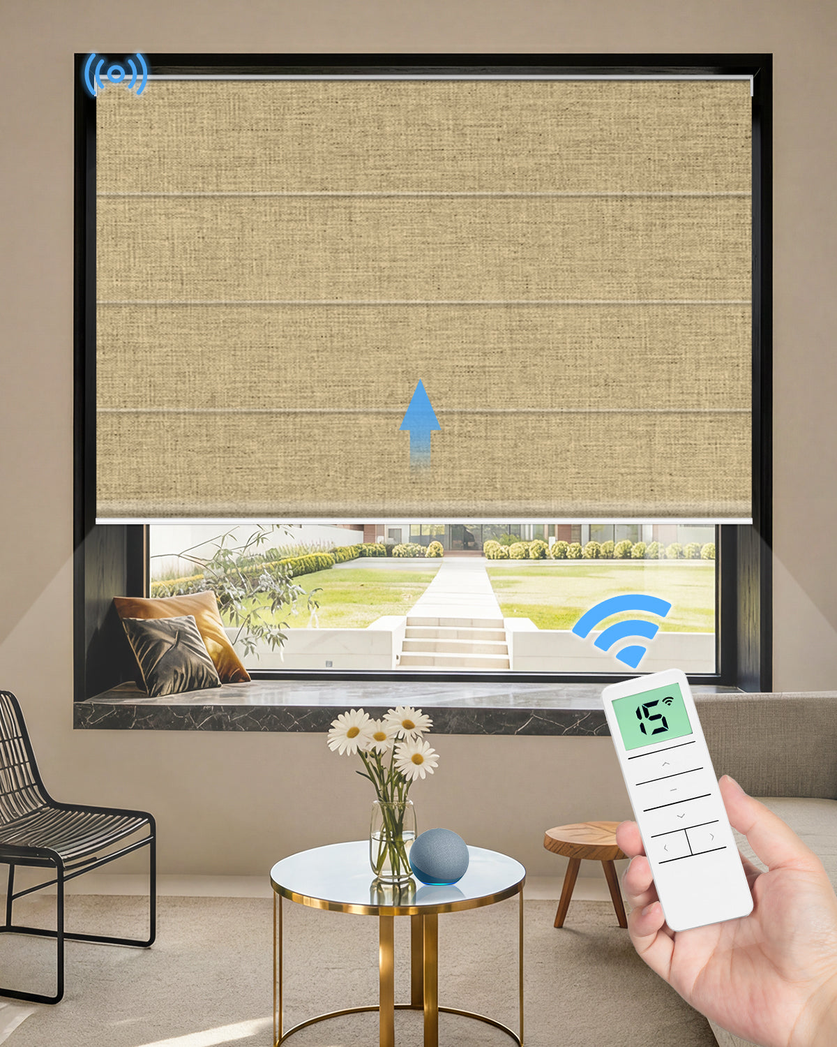 Motorized Blackout Roman Shades – Room Darkening, Custom Sizes