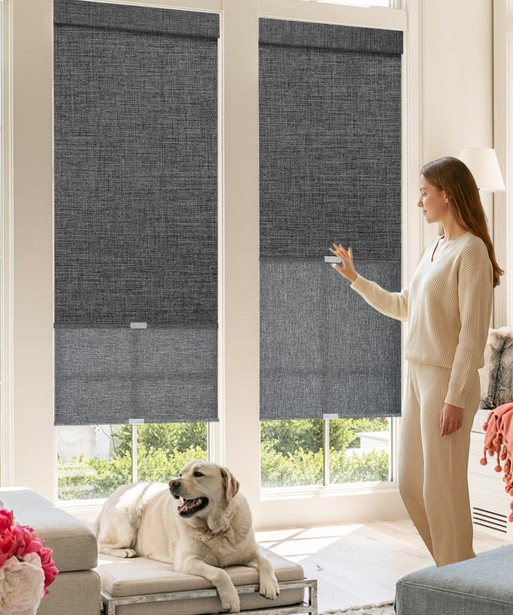 Manual Cordless Dual Roller Shades, Blackout & Light Filtering