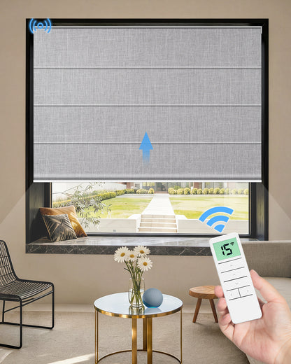 Motorized Blackout Roman Shades – Room Darkening, Custom Sizes