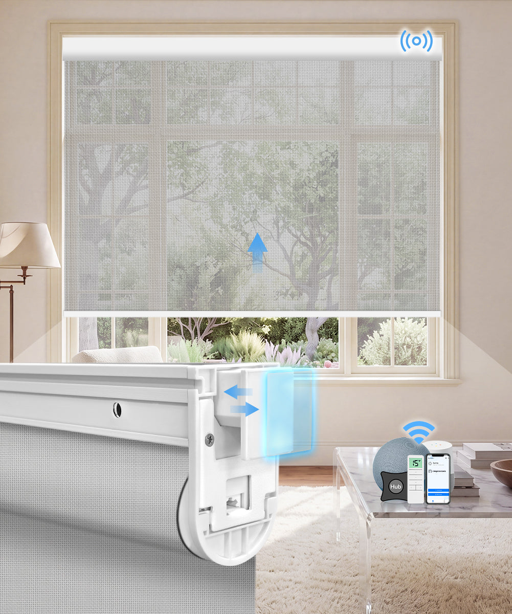 No-Drill Motorized Light Filtering Fireproof Roller Shades