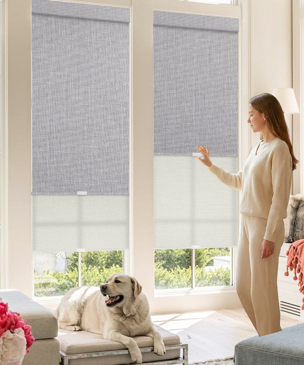 Manual Cordless Dual Roller Shades, Blackout & Light Filtering