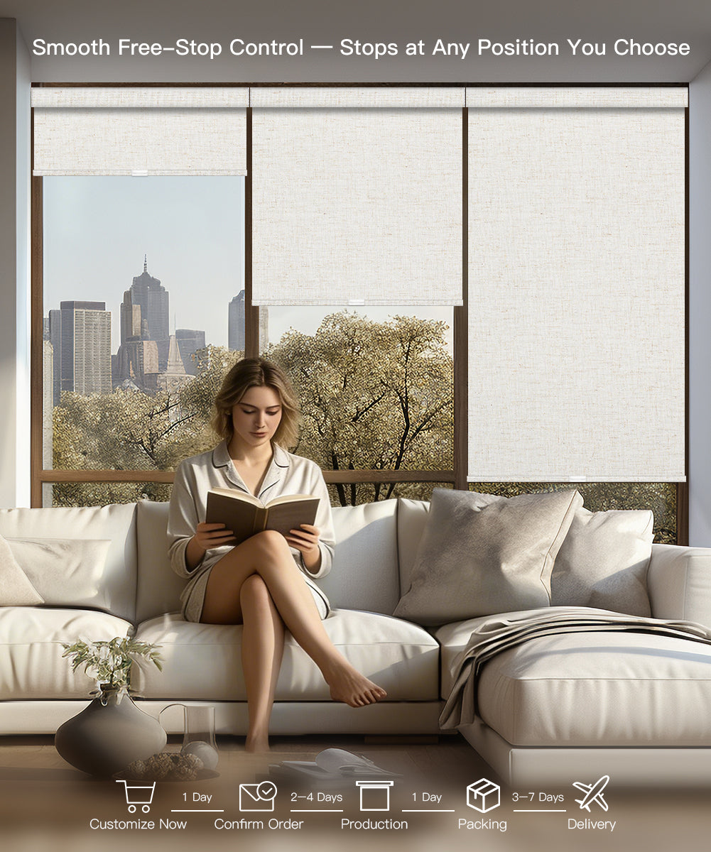 Manuell bedienbares, kabelloses Verdunkelungsrollo