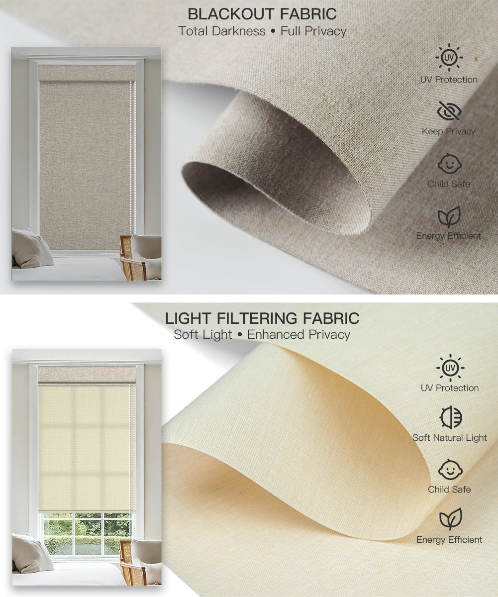 Manual Corded Dual Roller Shades, Blackout & Light Filtering