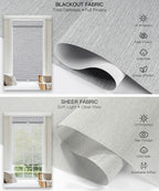 Manual Cordless Dual Roller Shades, Blackout & Sheer, Custom Size