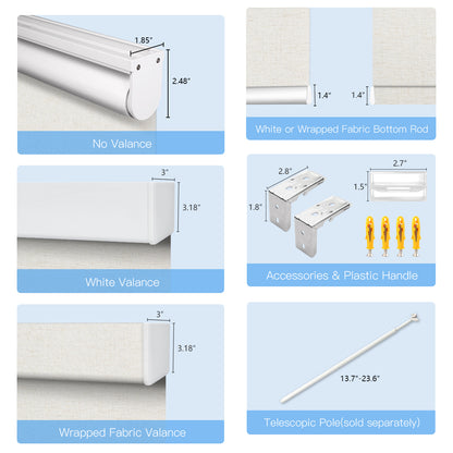 Manuell bedienbares, kabelloses Verdunkelungsrollo