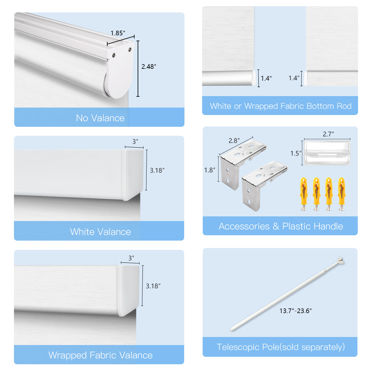 Manuelle, lichtfilternde, kabellose Rollos