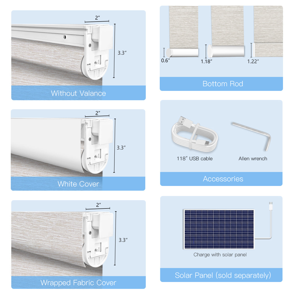 No-Drill Motorized Light Filtering Roller Shades - Accessories