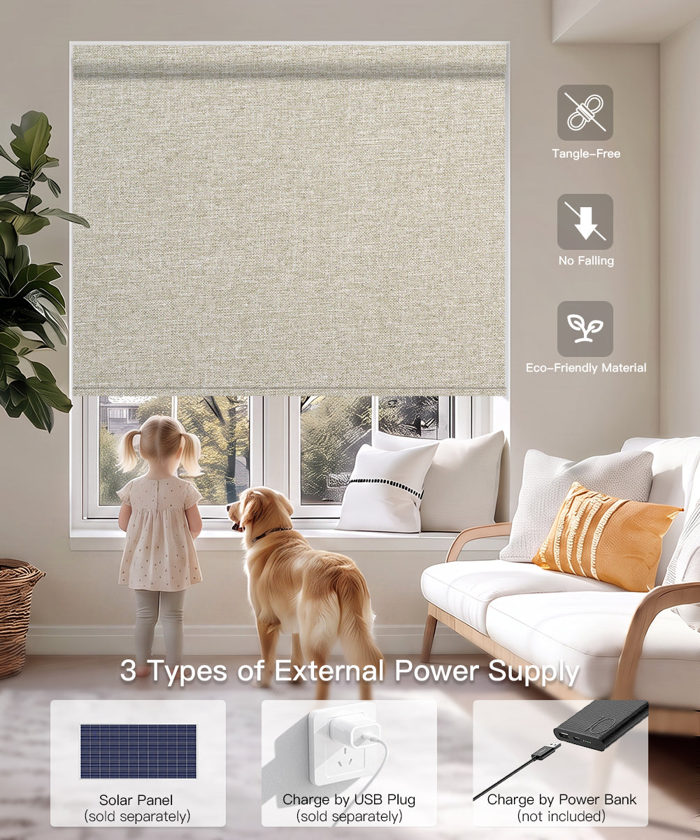 No-drill Motorized Blackout Roller Shade - Recharge