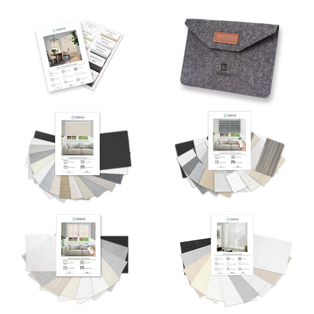 Fabric Samples for Roller Shade, Zebra Blind, Cellular Shade and Sheer Shade (5 PCS) - Tokblind official