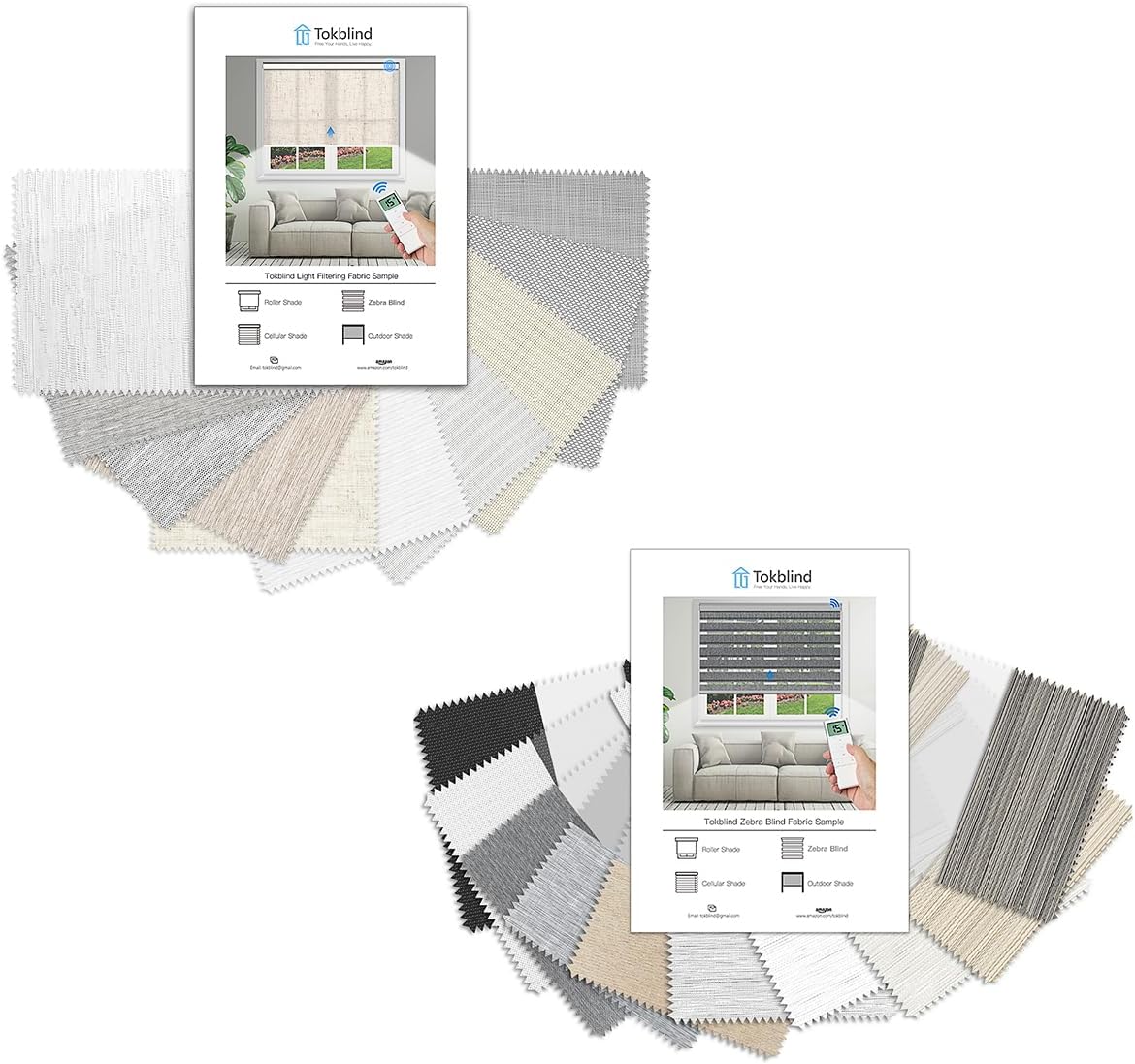 Light Filtering Roller Shade Fabric and Zebra Shade Fabric Samples, 2 PCS - Tokblind official