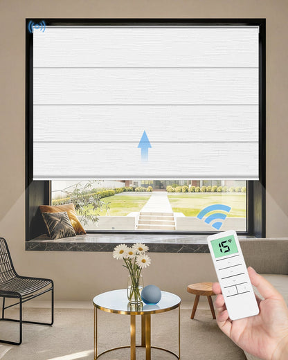 Motorized Blackout Roman Shades – Room Darkening, Custom Size - Tokblind