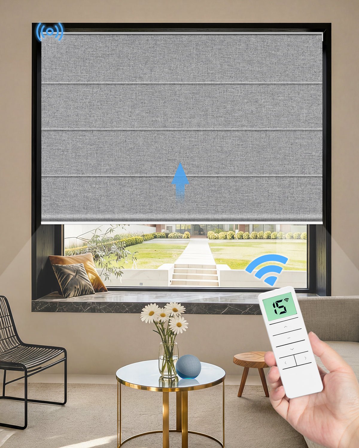 Motorized Blackout Roman Shades – Room Darkening, Custom Size - Tokblind