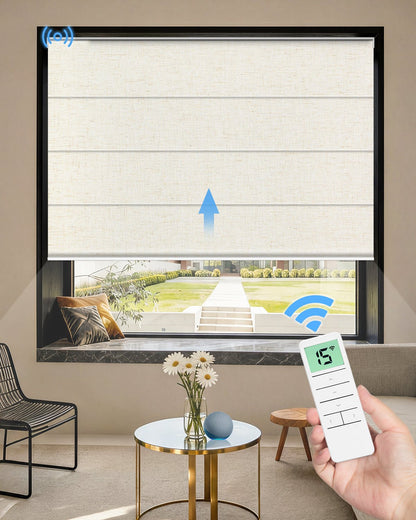 Motorized Blackout Roman Shades – Room Darkening, Custom Size - Tokblind