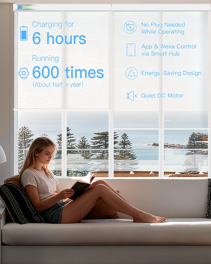 Motorized Light Filtering Roller Shades - Sheer White - Tokblind official