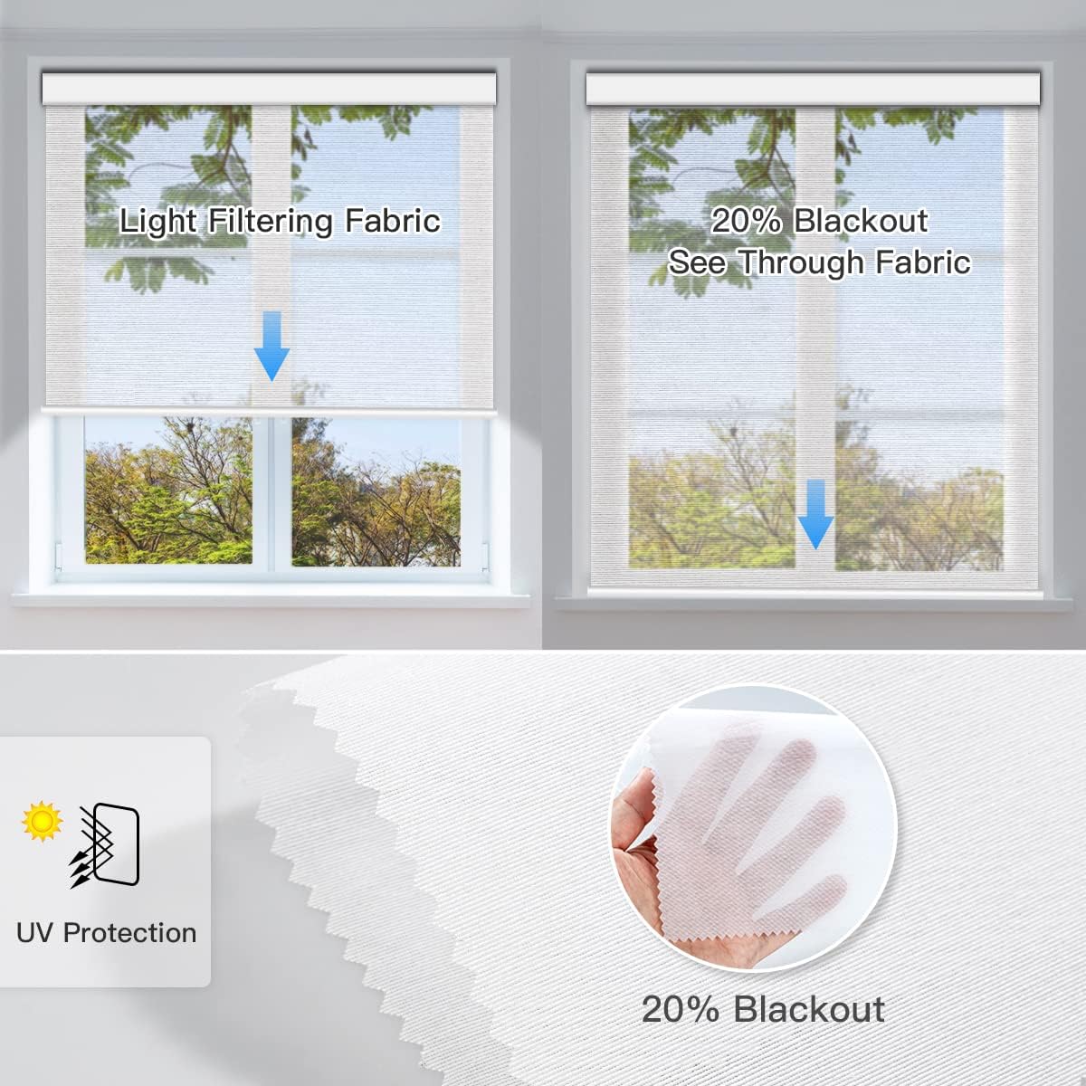 Motorized Light Filtering Roller Shades - Sheer White - Tokblind official