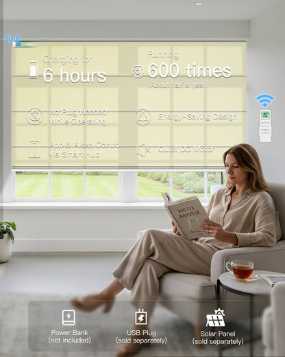 Motorized Roman Shades – Light Filtering, Customizable - Tokblind